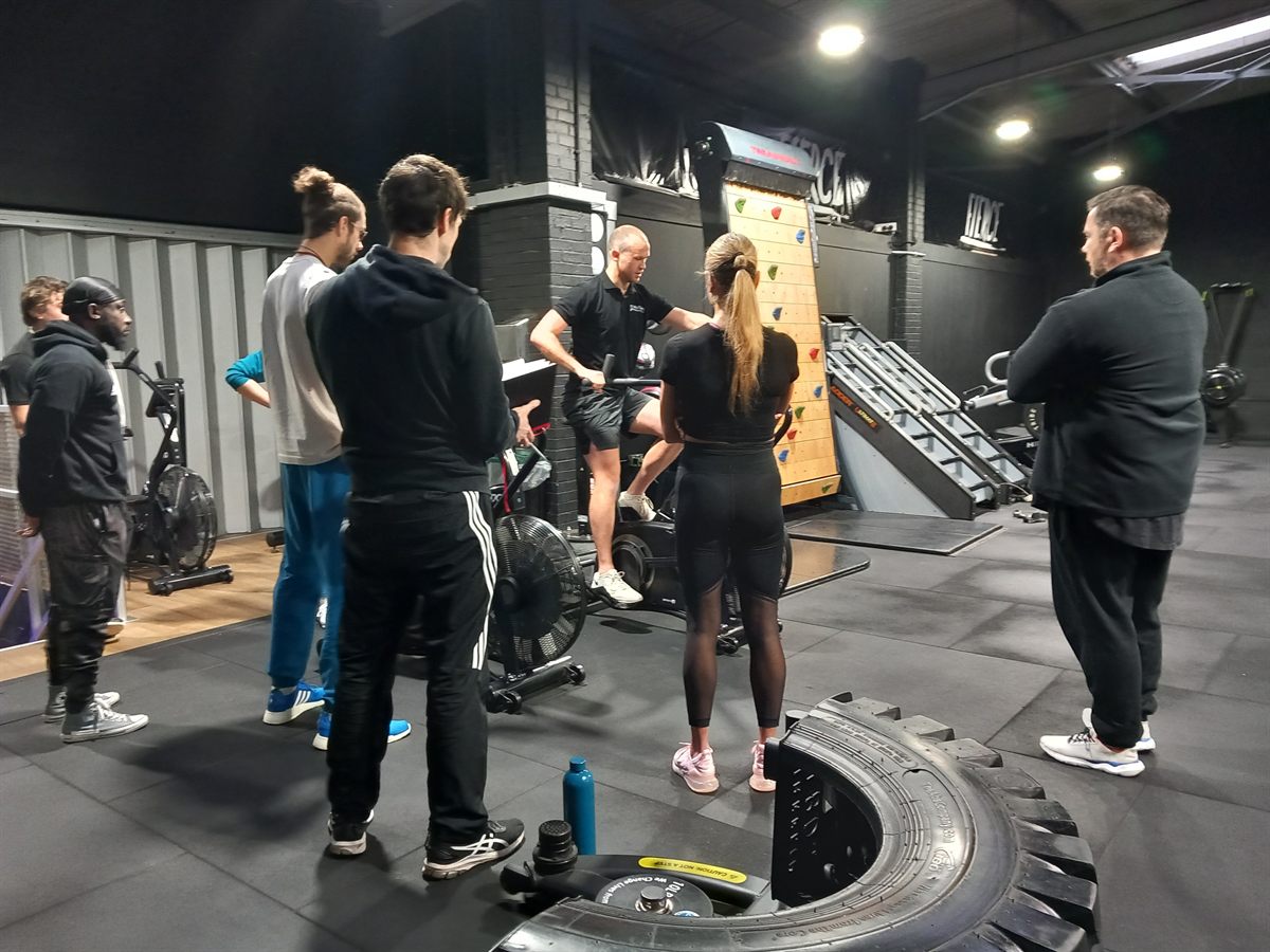 Group training session inside the Wellbeing Fitness facility in Towcester, Northamptonshire, home of the WEFC Academy